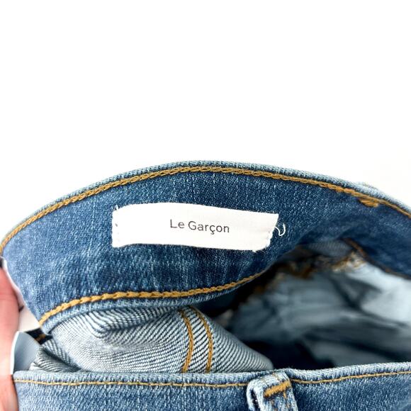 FRAME Women's Le Garcon Slim Boyfriend Jeans Size 25 Dark Blue Distressed NWOT - Picture 9 of 11